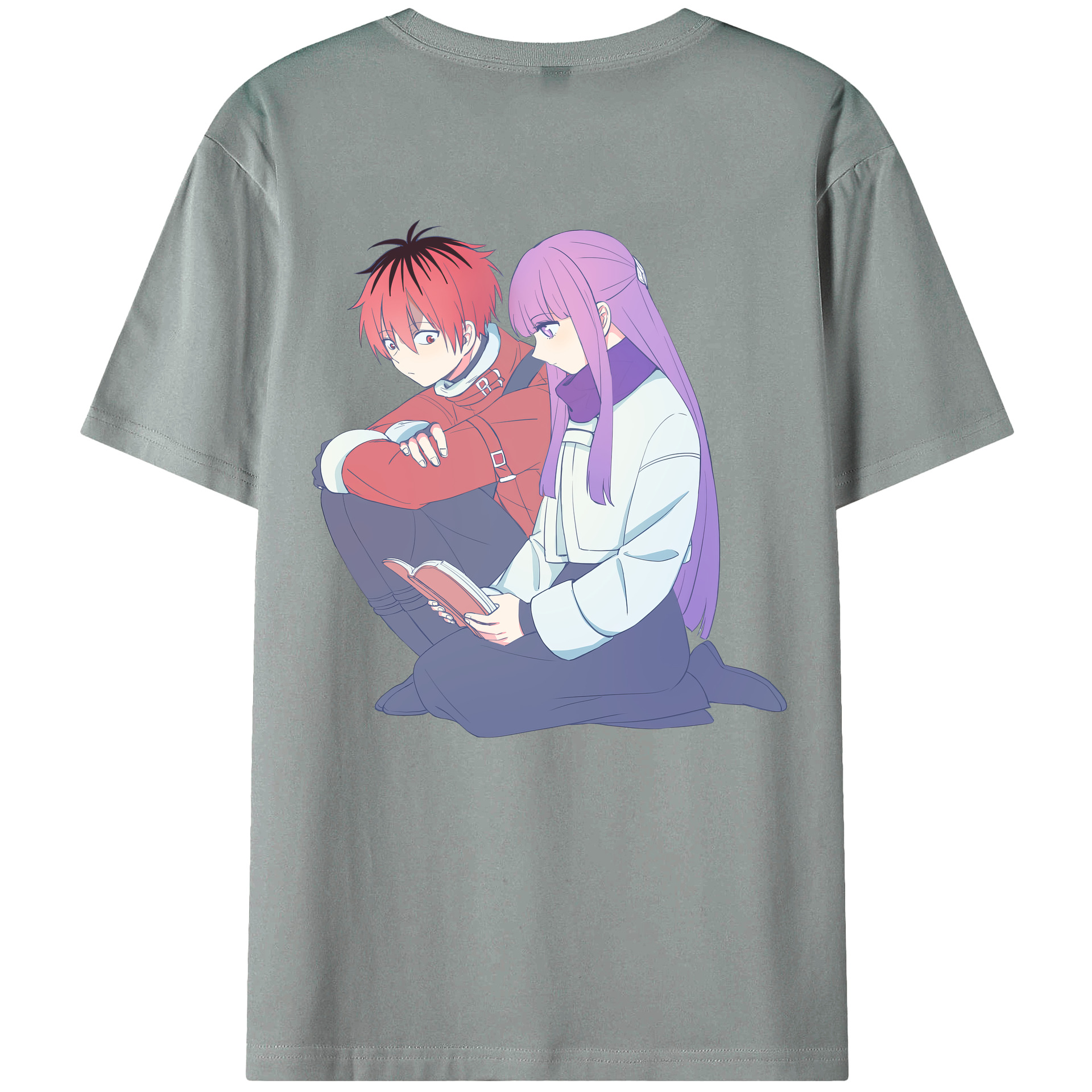 （画像用） 葬送のフリーレン Frieren 綿100％ メンズ半袖Tシャツ（バックプリント） 通気性